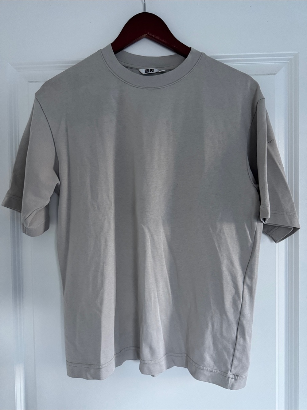 GU Uniqlo Sand Beige Marl Short Sleeve Airism Shirt S